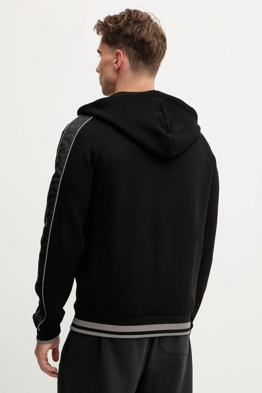 Mikina Guess FINLO čierna farba, s kapucňou, jednofarebná, Z5BQ12 KB3P2