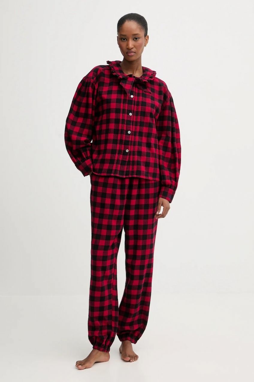 Bavlnené pyžamo Polo Ralph Lauren červená farba, bavlnené, 4P0703