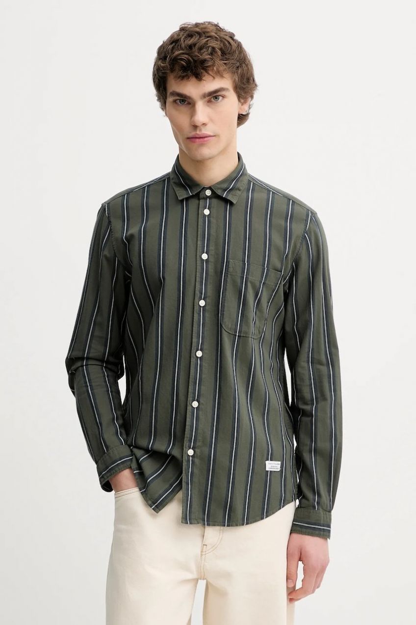 Bavlnená košeľa Marc O'Polo zelená farba, regular, s klasickým golierom, 5000007667