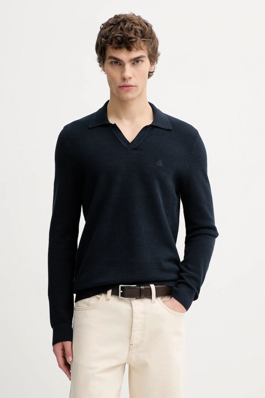 Bavlnené tričko s dlhým rukávom Marc O'Polo tmavomodrá farba, jednofarebné, 620502360160