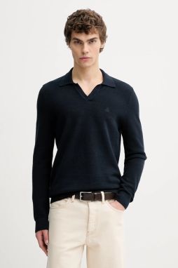 Bavlnené tričko s dlhým rukávom Marc O'Polo tmavomodrá farba, jednofarebné, 620502360160