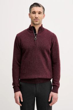 Vlnený sveter Barbour bordová farba, s rolákom, MKN0837