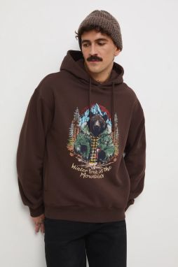Mikina Medicine hnedá farba, s kapucňou, s potlačou