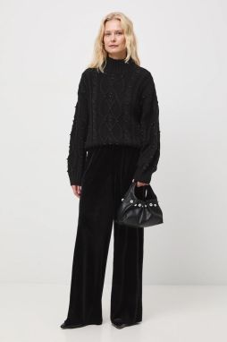 Sveter Medicine čierna farba, teplé, s polorolákom