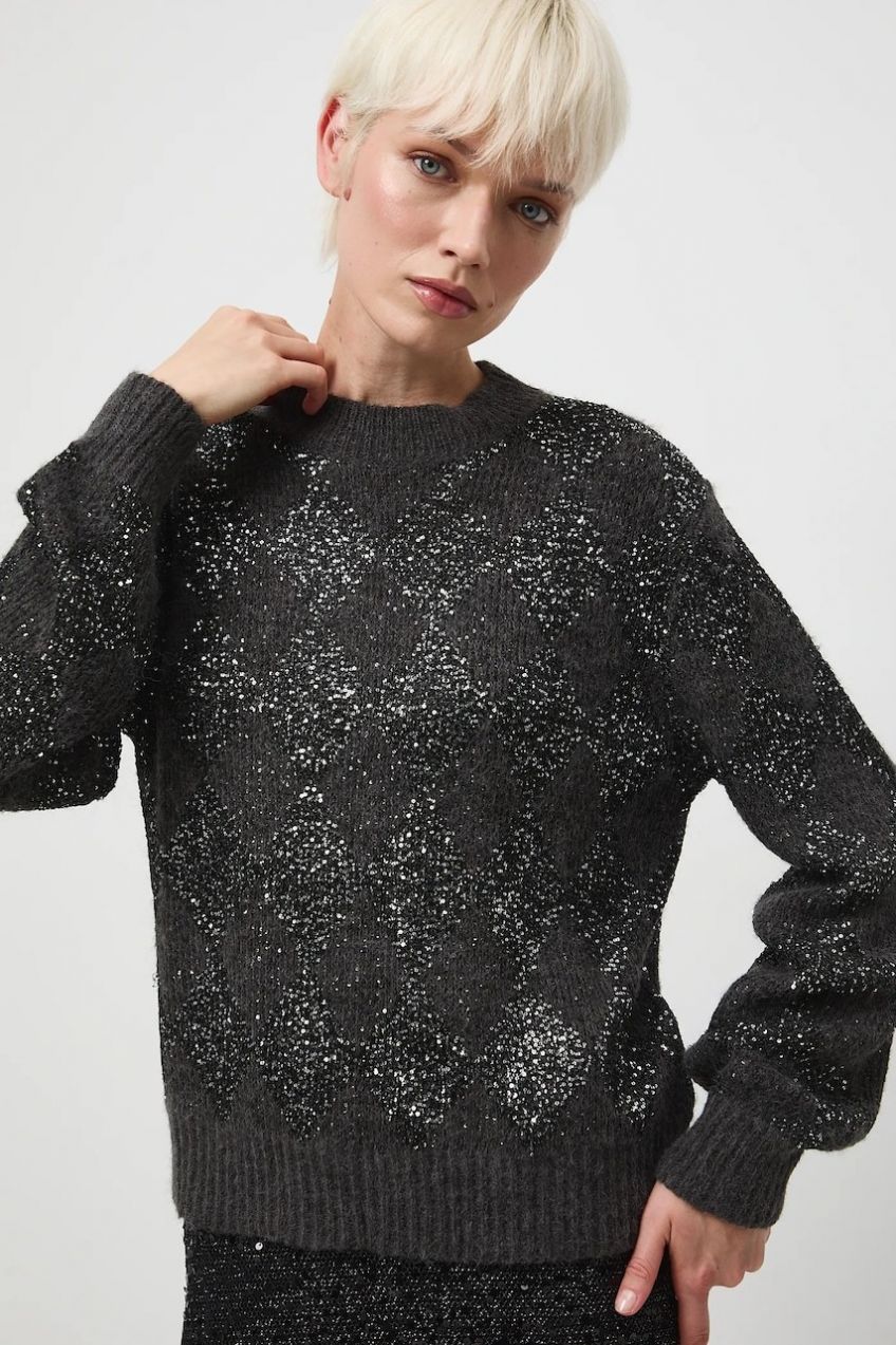 Sveter s prímesou vlny Medicine šedá farba, teplé