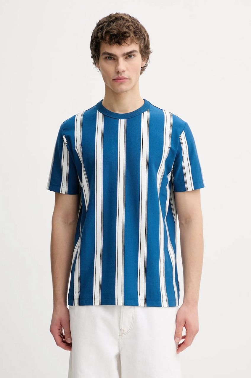 Bavlnené tričko Marc O'Polo pánske, tmavomodrá farba, vzorovaná, 5000007714