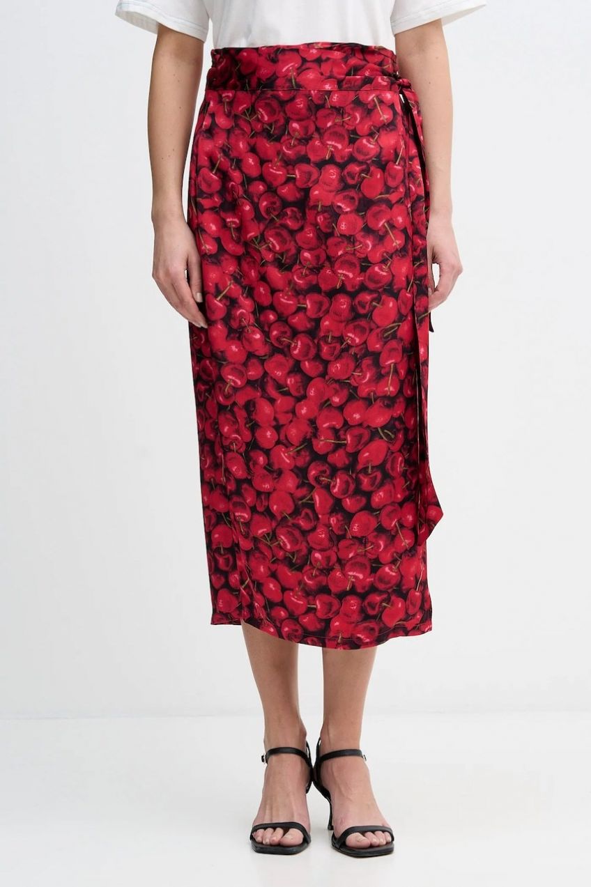 Sukňa Never Fully Dressed Cherry Jaspre červená farba, maxi, rovný strih, NFDSK802