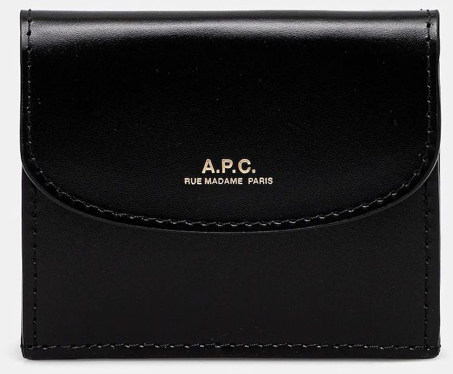 Kožená peňaženka A.P.C. Trifold Geneve dámska, čierna farba, PXBMW.F63483