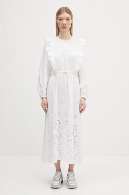 Bavlnené šaty A.P.C. Robe Ginger biela farba, midi, áčkový strih, COHFF.F35154