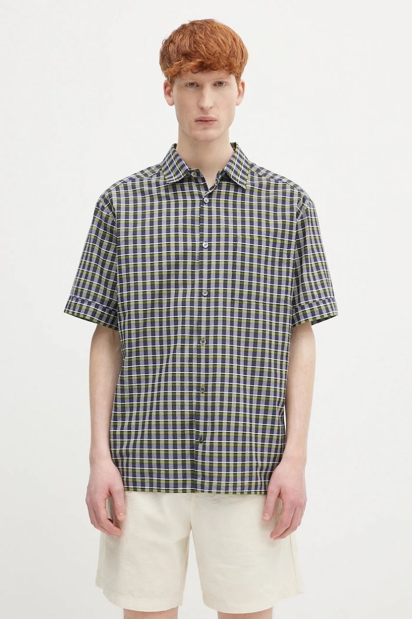 Bavlnená košeľa A.P.C. Chemisette Ross tmavomodrá farba, regular, s klasickým golierom, COHGA.H12541