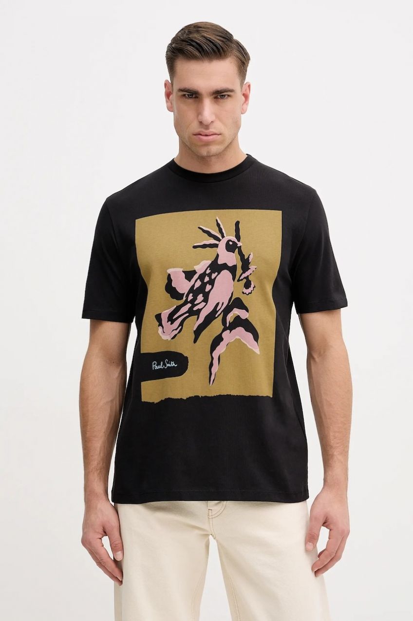 Bavlnené tričko Paul Smith pánske, čierna farba, s potlačou, M1R-919T-TP4931