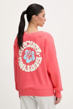 Bavlnená mikina Rip Curl LUXE SURF ružová farba, s potlačou, 0ARWFL
