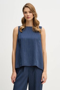 Blúzka Sisley tmavomodrá farba, pásikavé, 5GNKLH01P