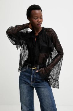 Blúzka Answear.LAB čierna farba, kvetované