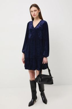 Šaty Medicine tmavomodrá farba, mini, áčkový strih