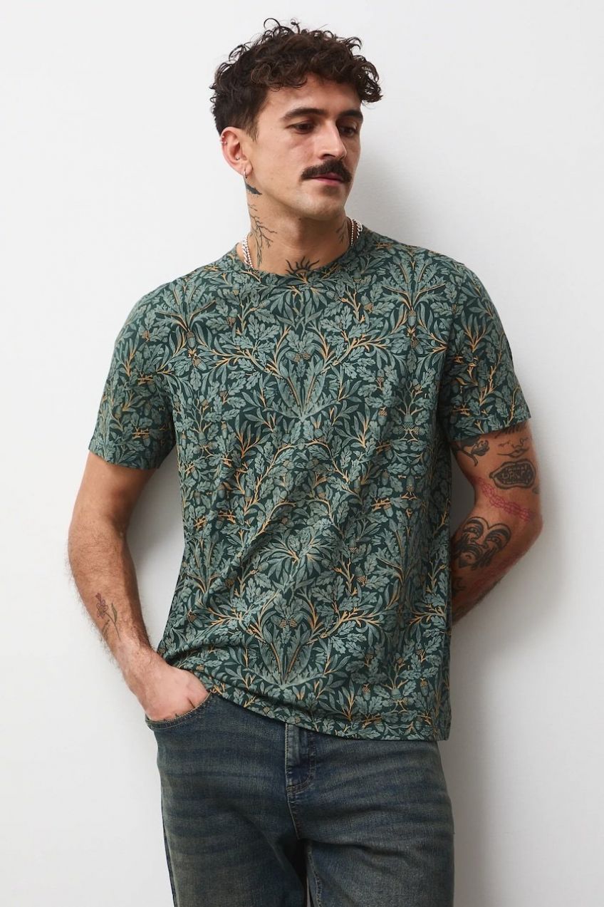 Bavlnené tričko Medicine pánske, zelená farba, vzorovaná