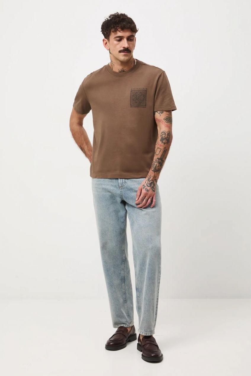 Bavlnené tričko Medicine pánske, hnedá farba, s potlačou
