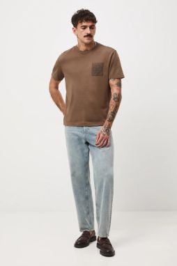 Bavlnené tričko Medicine pánske, hnedá farba, s potlačou