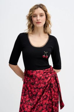 Tričko Never Fully Dressed Cherry Teddy dámske, čierna farba, NFDTO2102