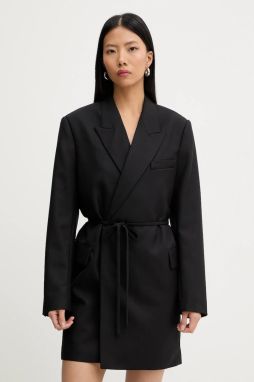 Šaty s prímesou vlny G-Star Blazer čierna farba, mini, rovný strih, D28041-E200,