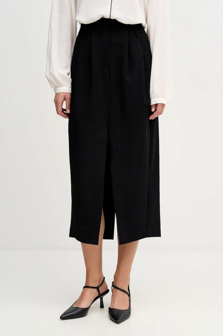 Sukňa Sisley čierna farba, maxi, puzdrová, 4KVXL002W