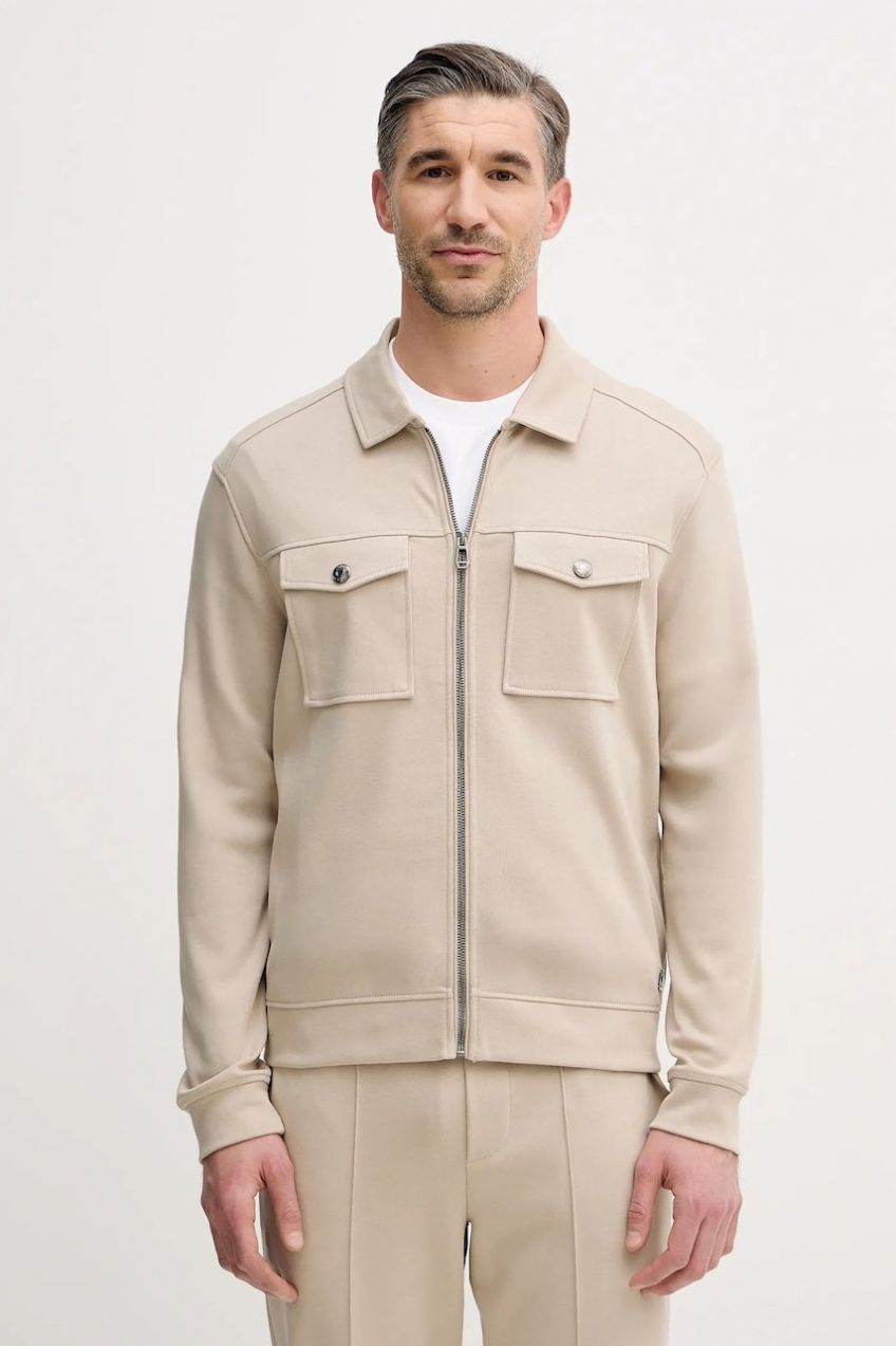 Bavlnená mikina Joop! béžová farba, jednofarebná, 30100508