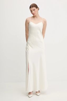 Šaty Joop! béžová farba, maxi, rovný strih, 30100029