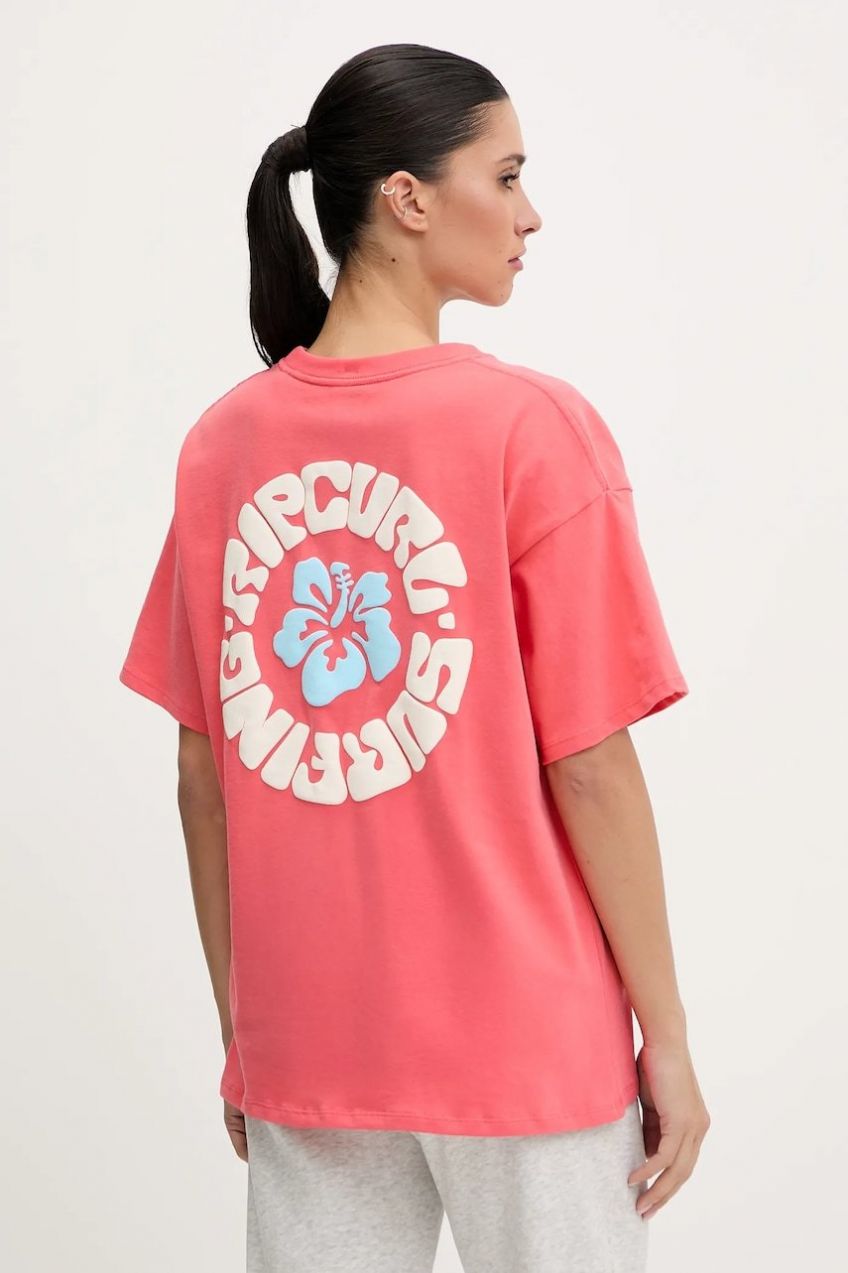 Bavlnené tričko Rip Curl LUXE SURF dámske, ružová farba, 0L1WTE