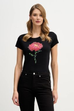 Bavlnené tričko Sisley dámske, čierna farba, 3I1XL107Z