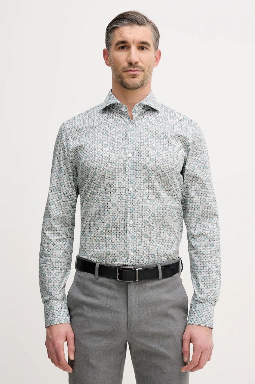 Košeľa Joop! zelená farba, slim, s talianskym golierom, 30101723