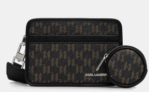 Malá taška Karl Lagerfeld K/MONOGRAM hnedá farba, B1M30223