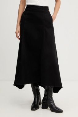 Rifľová sukňa G-Star Flare Skirt čierna farba, maxi, áčkový strih, D27941-E078,