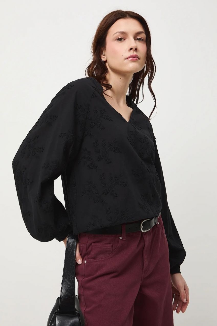 Bavlnená blúzka Medicine čierna farba, s nášivkou