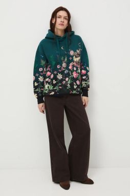 Mikina Medicine zelená farba, s kapucňou, vzorovaná