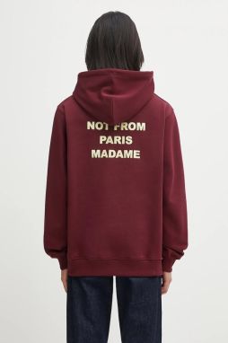 Bavlnená mikina Drôle de Monsieur Le Hoodie Slogan bordová farba, s kapucňou, s nášivkou, I.HO162.CO127