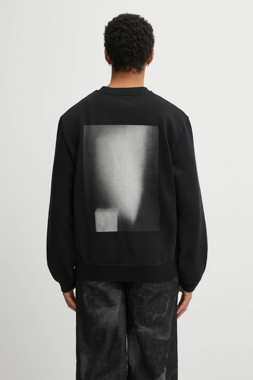 Bavlnená mikina Heliot Emil čierna farba, s potlačou, AW25_M_08_086_BLK01