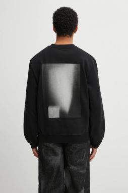 Bavlnená mikina Heliot Emil čierna farba, s potlačou, AW25_M_08_086_BLK01