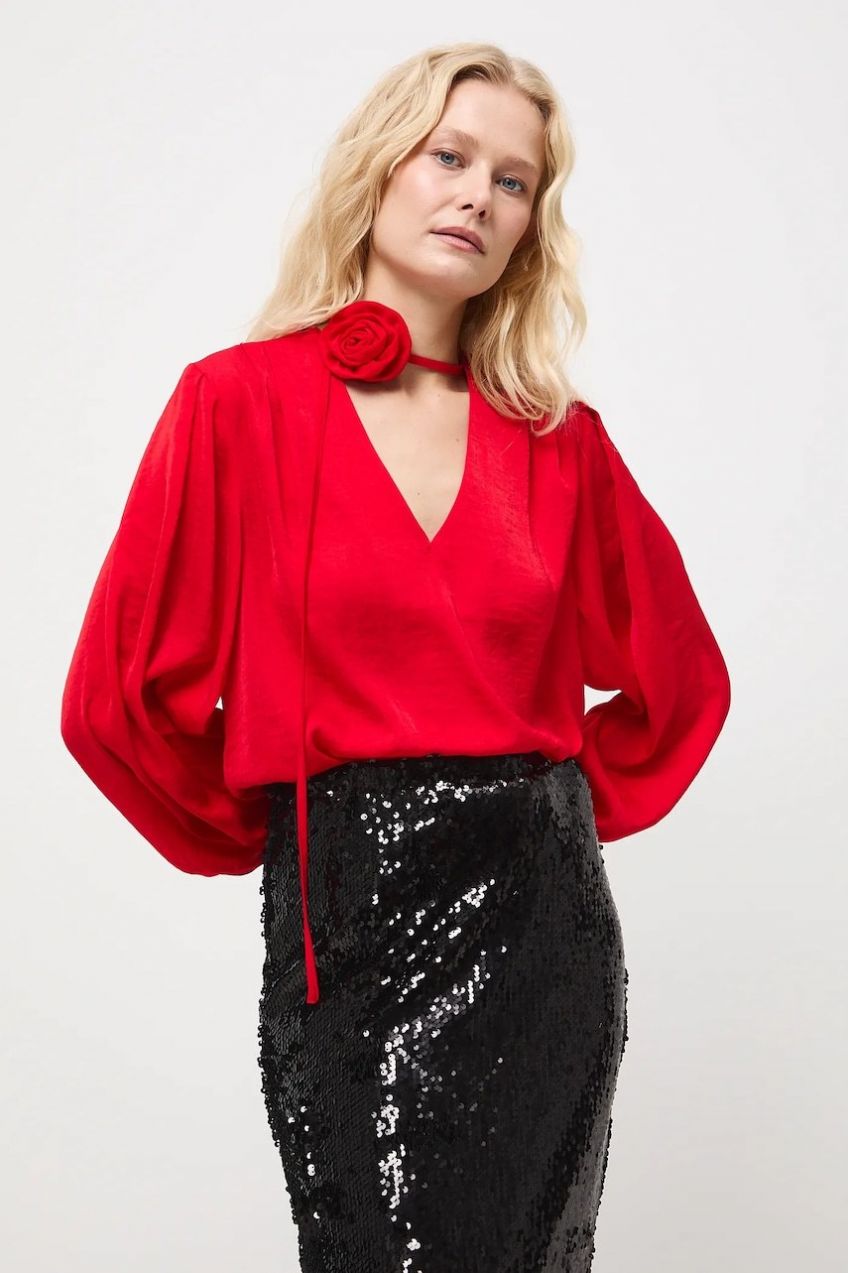 Blúzka Medicine červená farba, jednofarebná