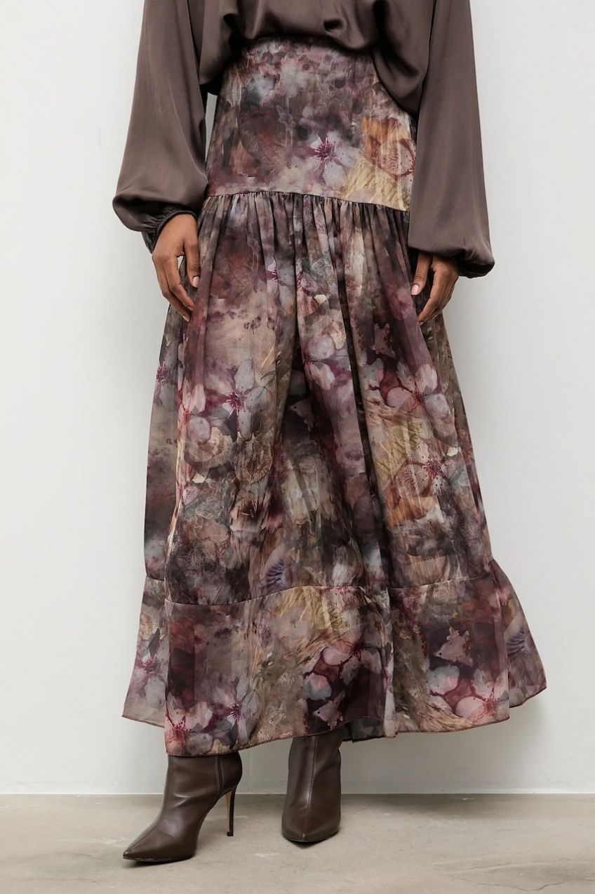 Sukňa Answear.LAB šedá farba, maxi, áčkový strih