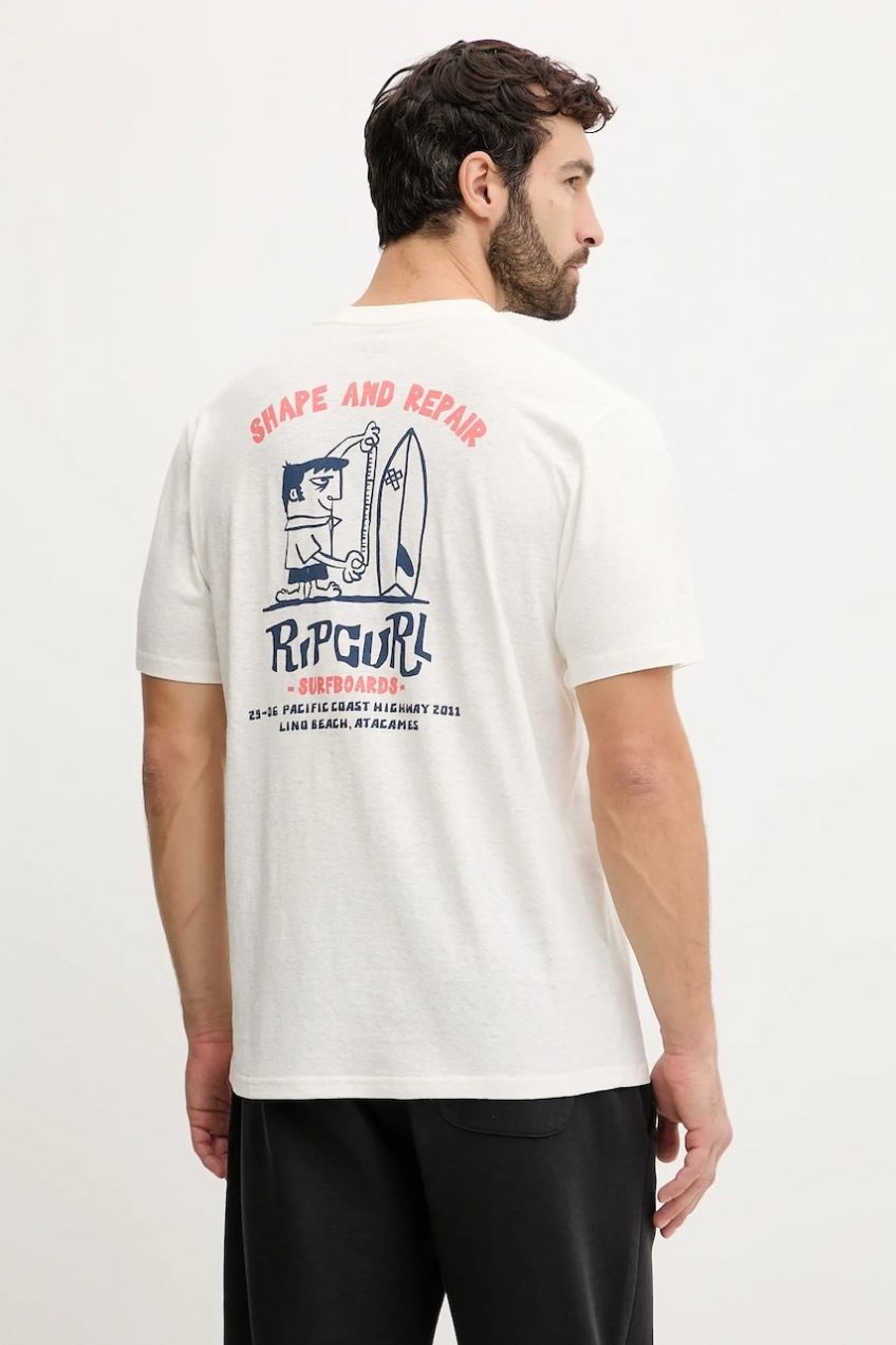 Tričko Rip Curl SHAPER ADDRESS pánske, béžová farba, vzorované, 0VVMTE