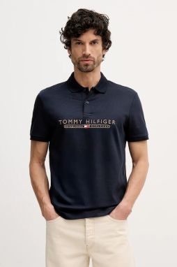Polo tričko Tommy Hilfiger pánske, tmavomodrá farba, s nášivkou, MW0MW41615