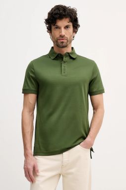 Bavlnené polo tričko Tommy Hilfiger zelená farba, jednofarebné, MW0MW41611