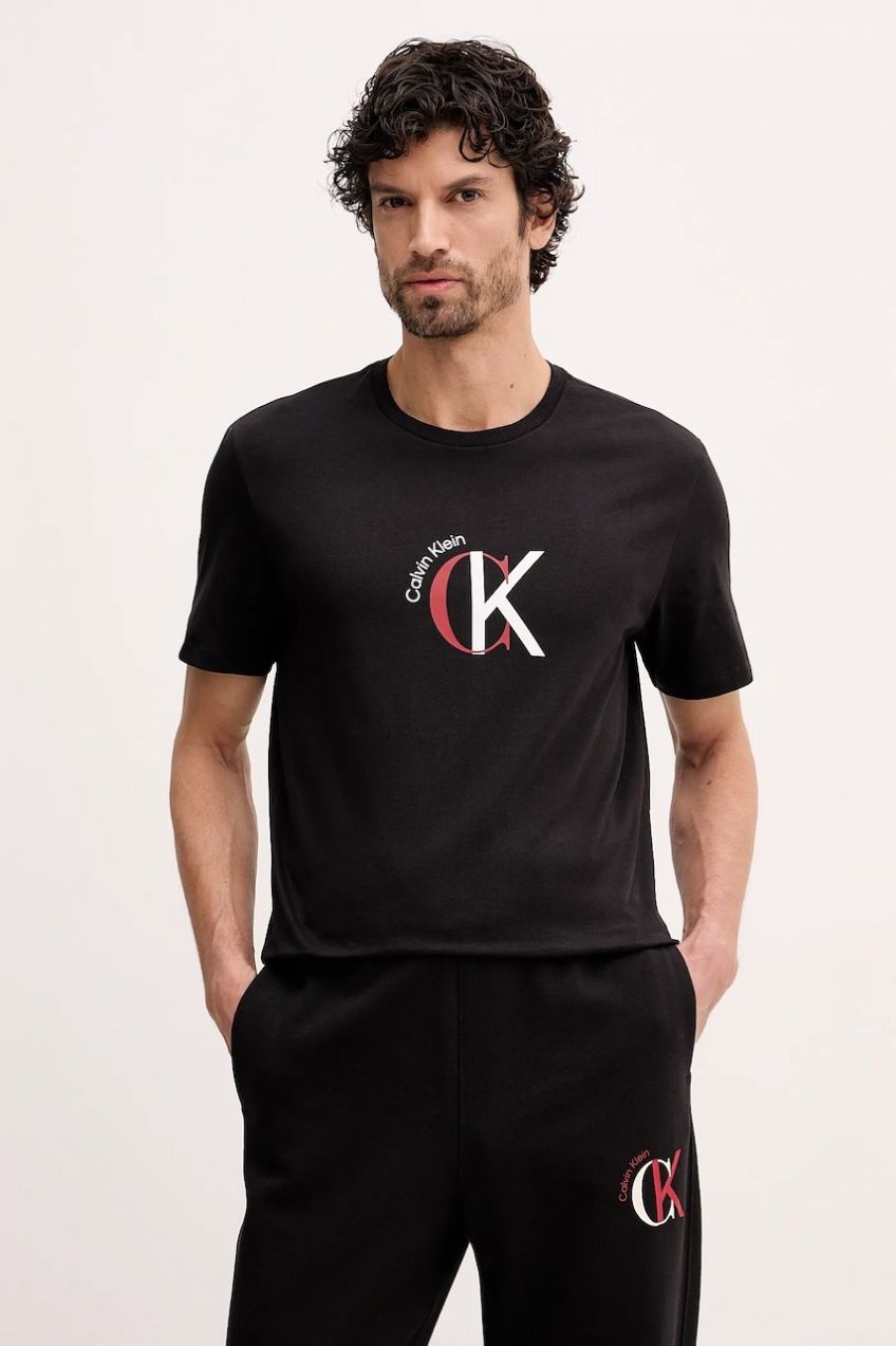 Bavlnené tričko Calvin Klein Jeans pánske, čierna farba, s potlačou, LV14RE829G