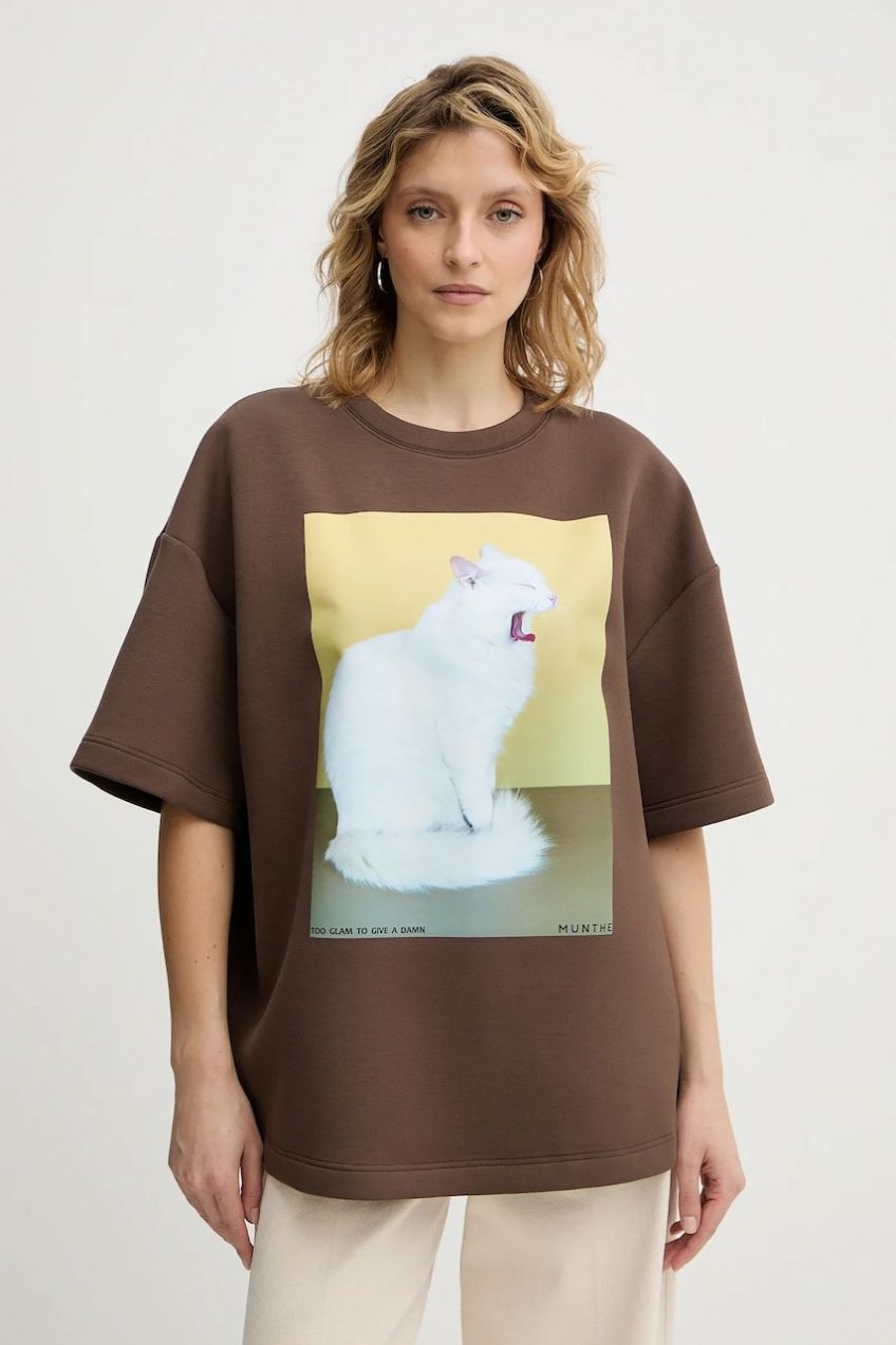 Tričko MUNTHE RAPLOI dámske, hnedá farba, 254112525463