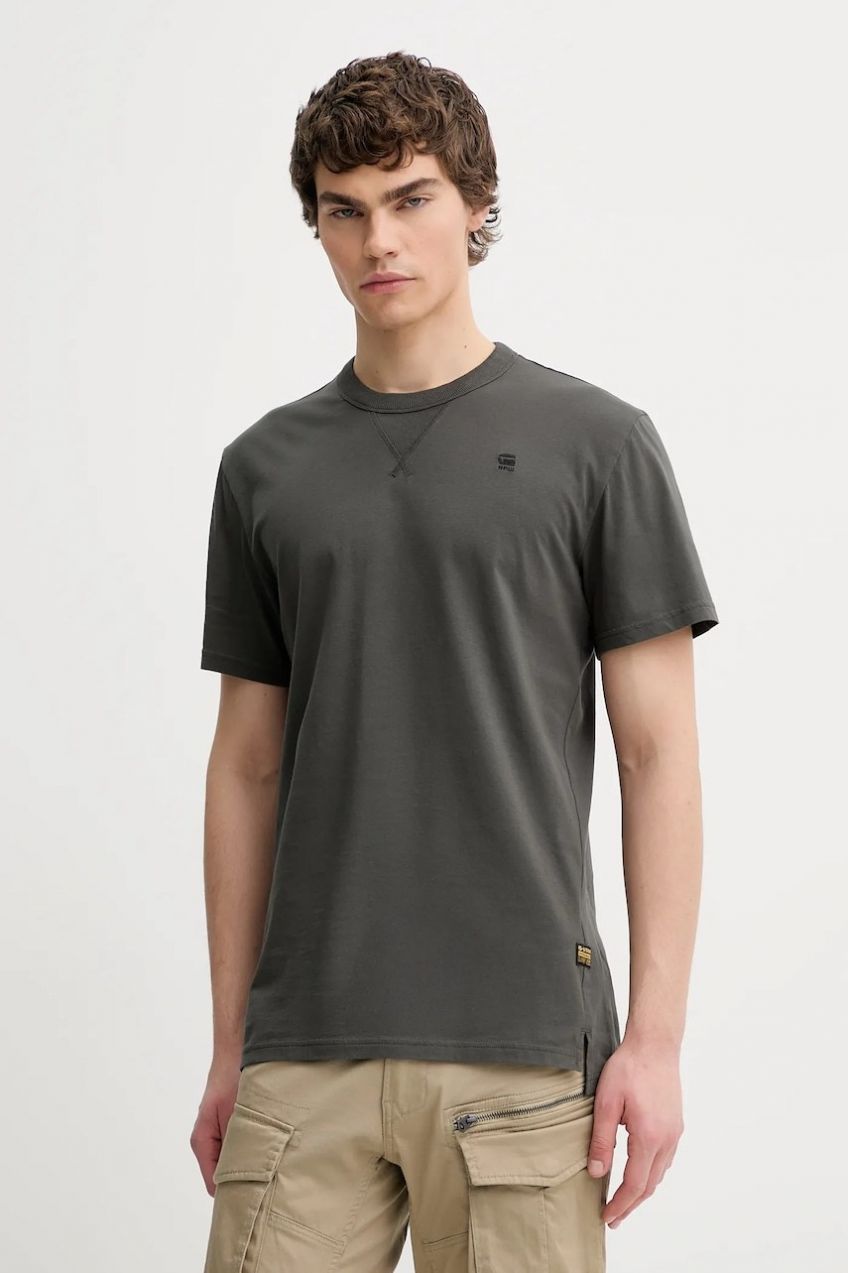 Bavlnené tričko G-Star Nifous pánske, šedá farba, jednofarebné, D24449-336,