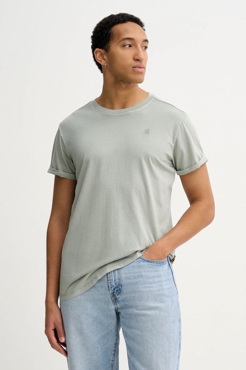 Bavlnené tričko G-Star Lash pánske, zelená farba, jednofarebné, D16396-2653,