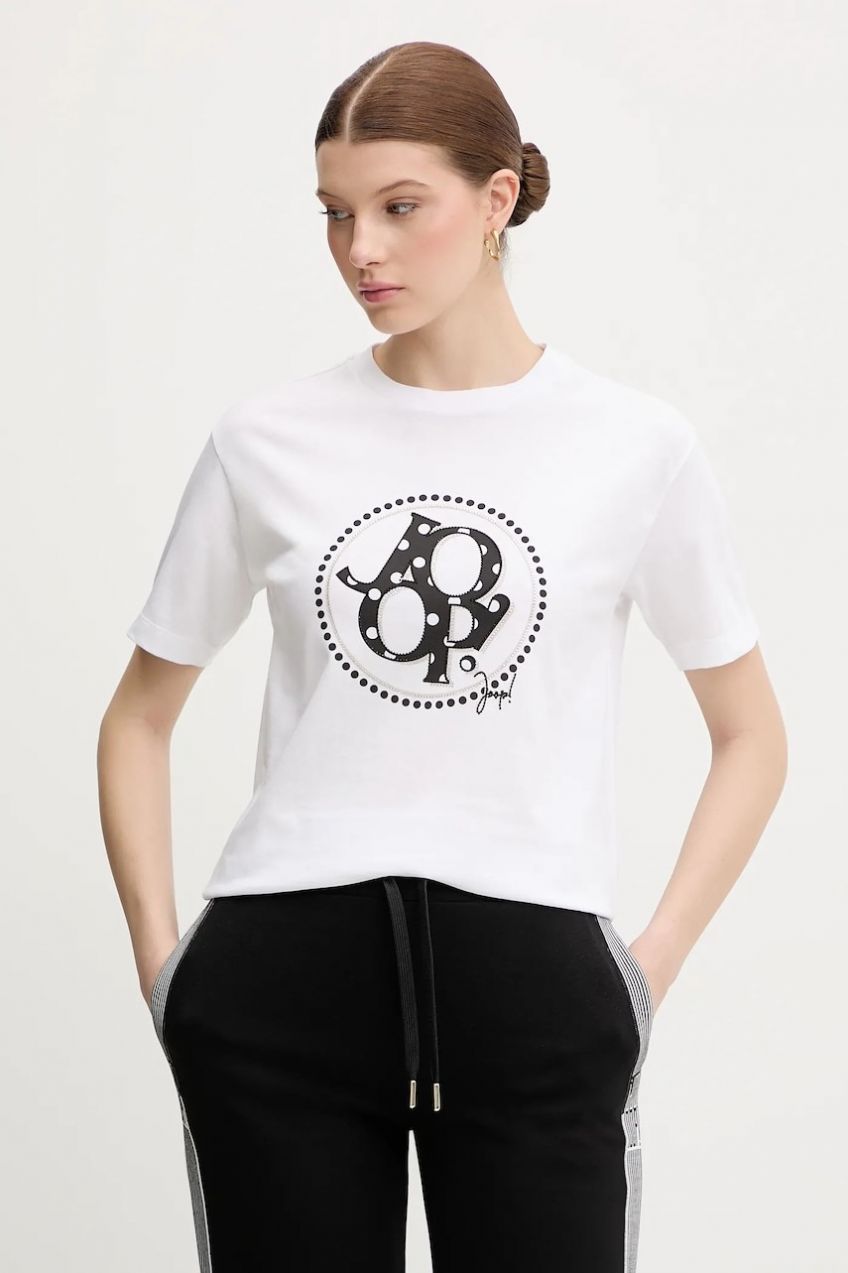 Bavlnené tričko Joop! dámske, biela farba, 30100822