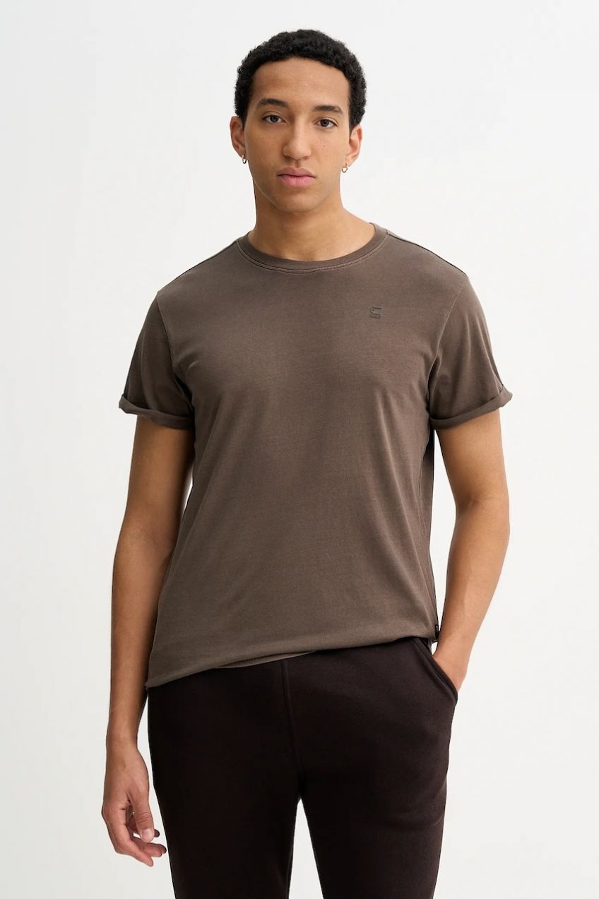 Bavlnené tričko G-Star Lash pánske, hnedá farba, jednofarebné, D16396-2653,