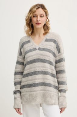 Sveter s prímesou vlny Twinset šedá farba, 252TT3072