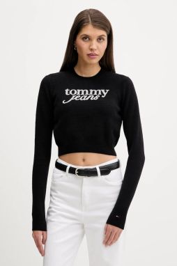 Sveter Tommy Jeans čierna farba, ľahký, DW0DW22028